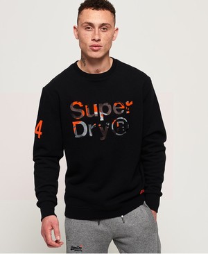 Superdry Skate Lux Box Fit Applique Crew Férfi Pulóver Fekete | NKQOW2651